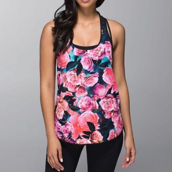LULULEMON Coastal Tank Secret Garden Black Women’s Size 4 Style W1F95S - Picture 1 of 10
